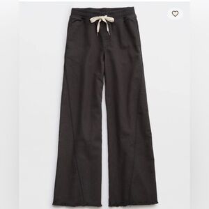 Aerie Black Wide-Leg Trousers with Cream Tie